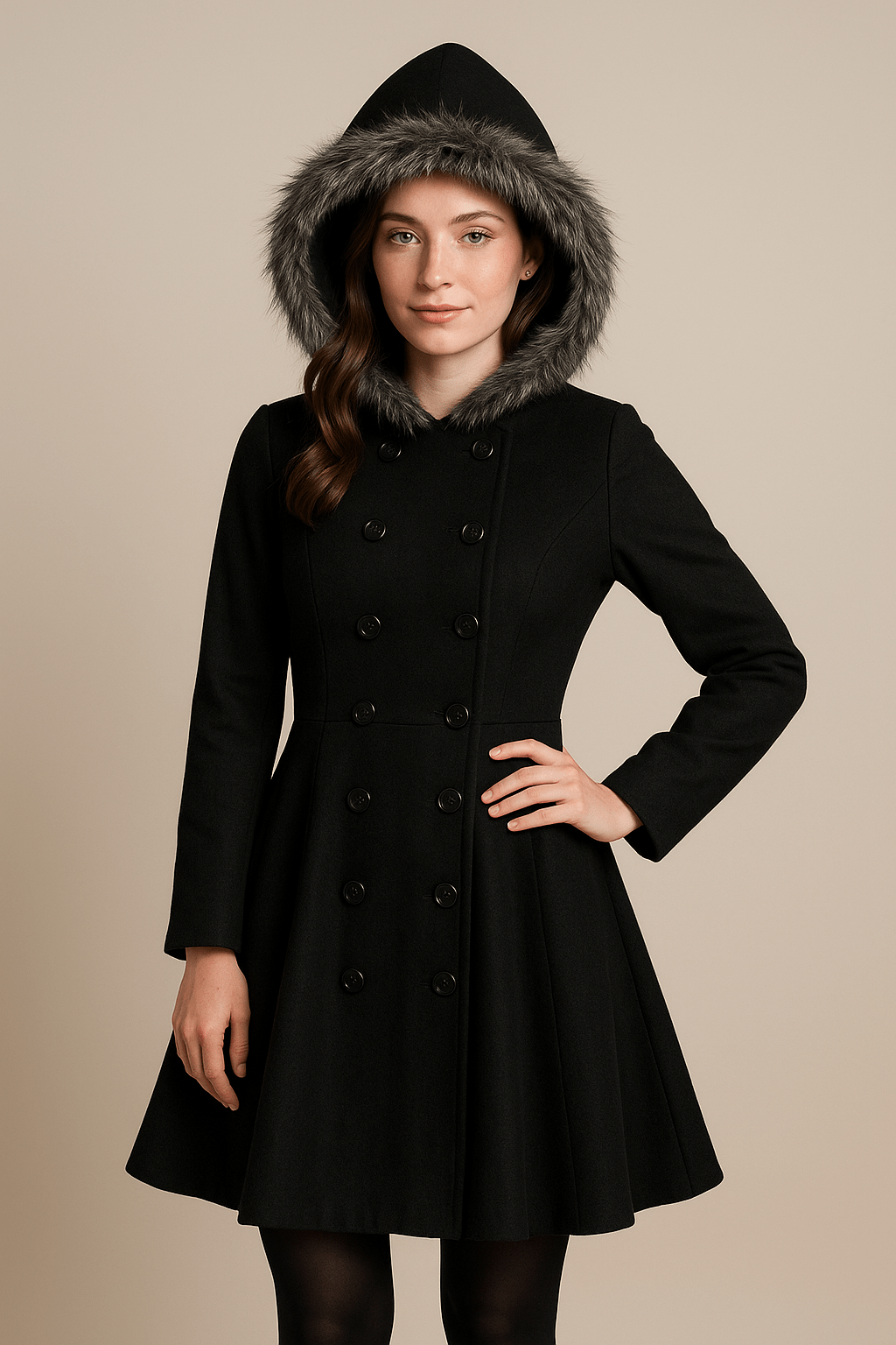 Greyson Dept. | Barbra – Women’s Double-Breasted Winter Coat with Fur Hood