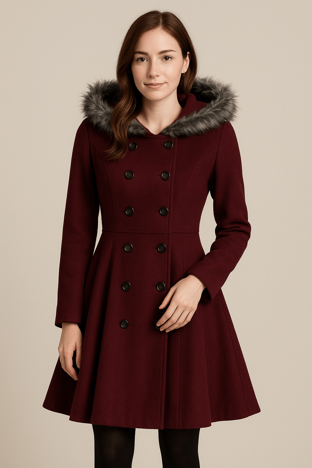 Greyson Dept. | Barbra – Women’s Double-Breasted Winter Coat with Fur Hood