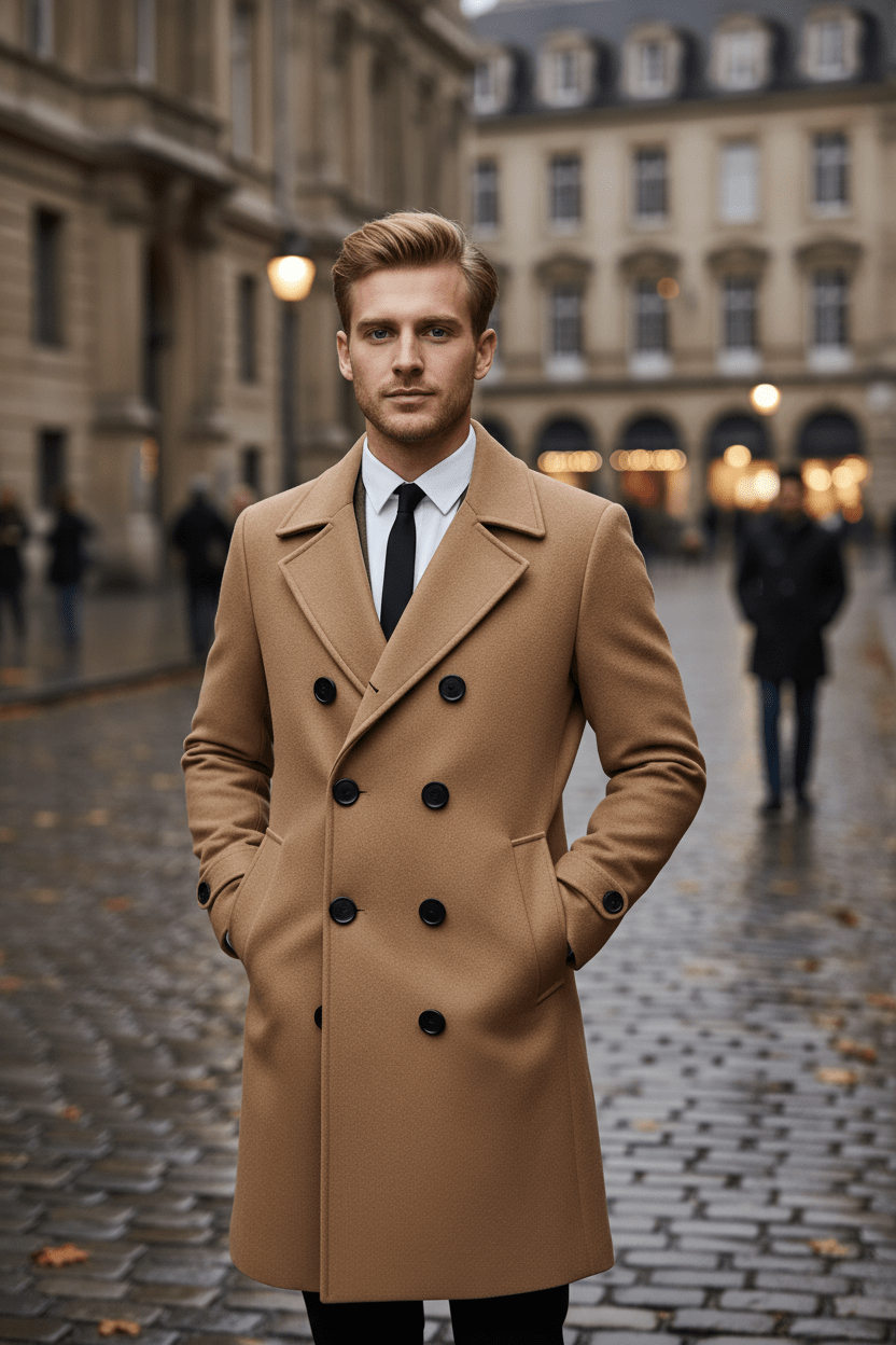 Greyson Dept. | Kael – Men’s Wool Double-Breasted Trench Coat with Tailored Fit