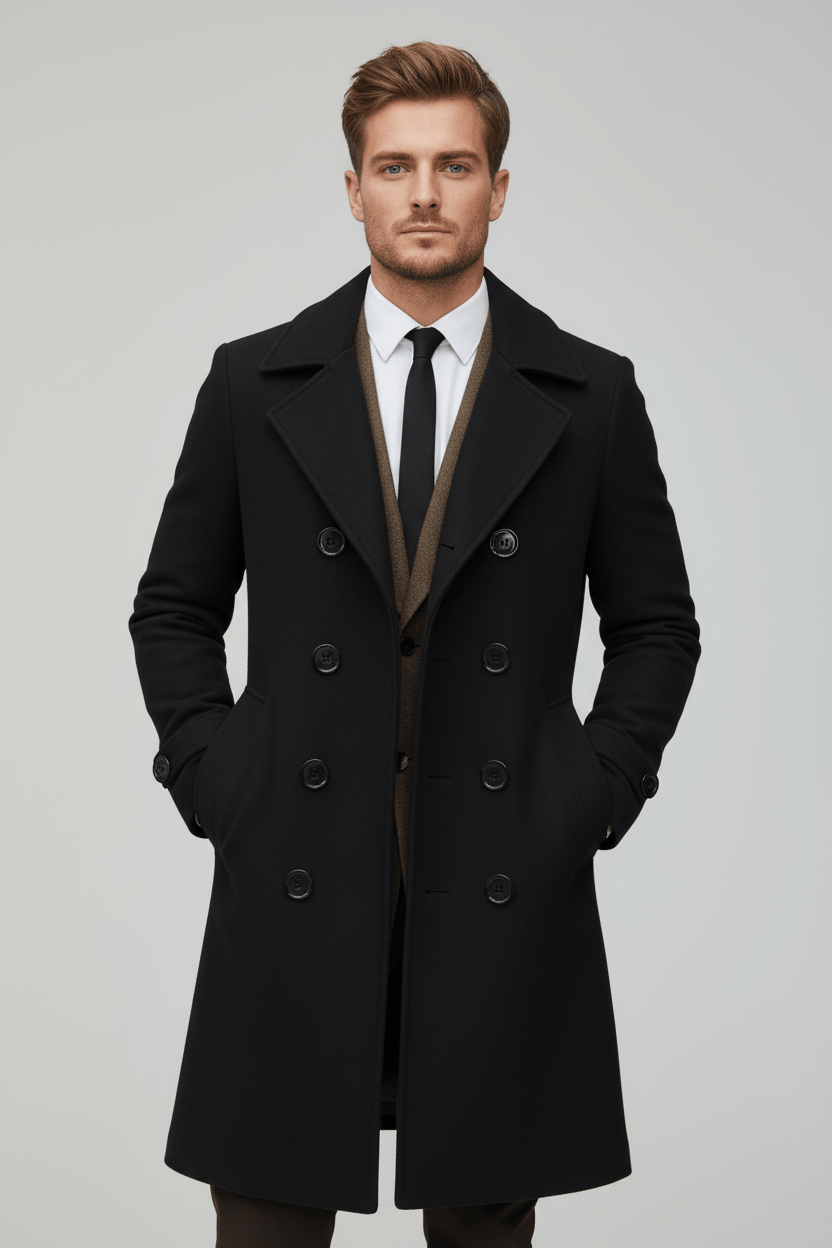 Greyson Dept. | Kael – Men’s Wool Double-Breasted Trench Coat with Tailored Fit