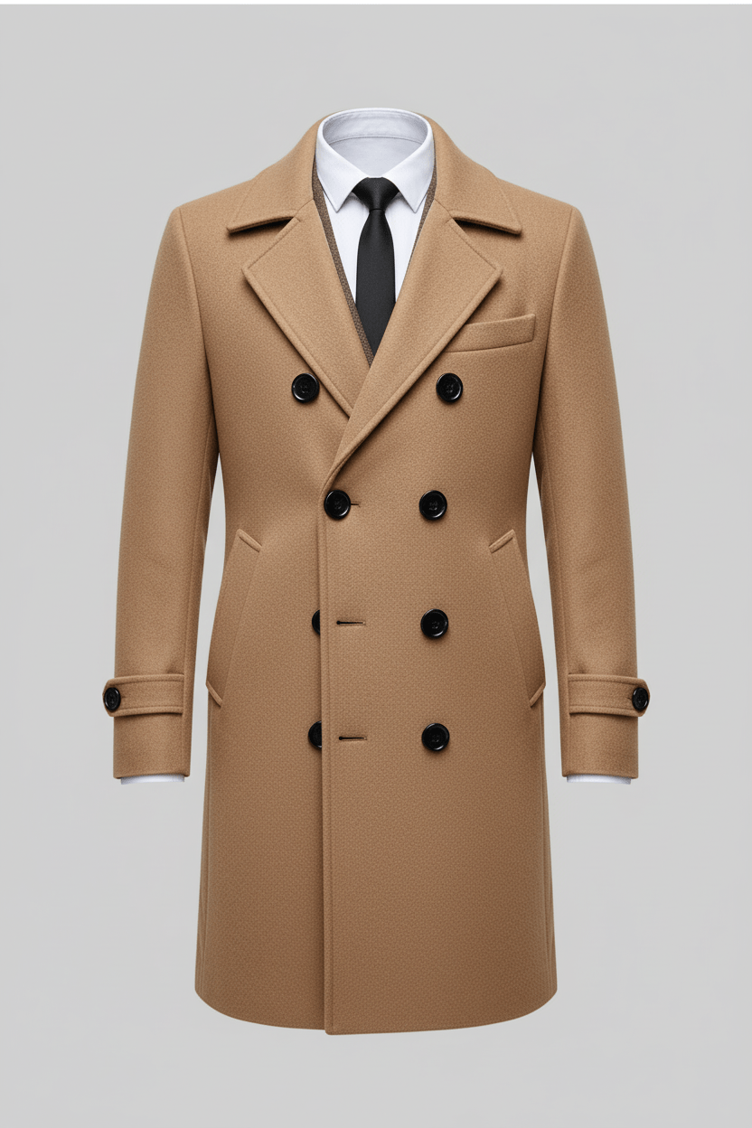 Greyson Dept. | Kael – Men’s Wool Double-Breasted Trench Coat with Tailored Fit