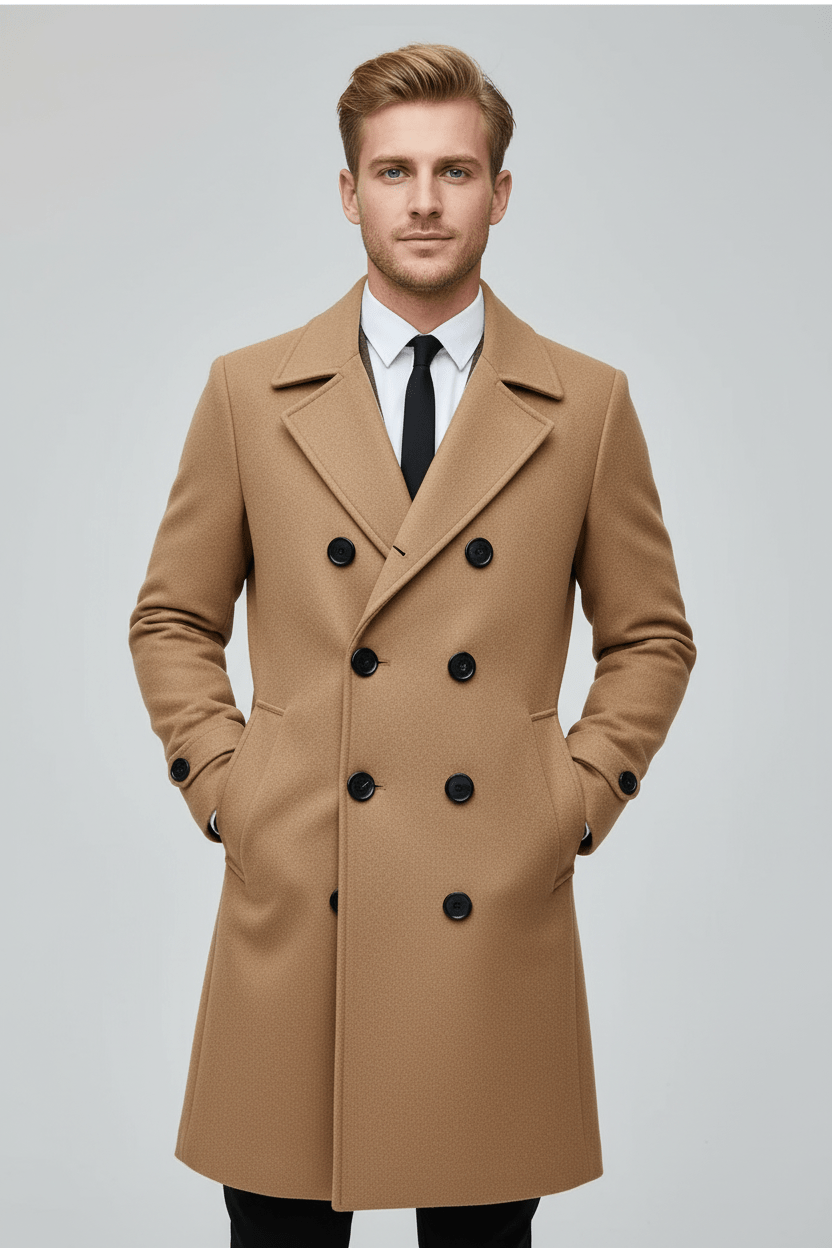 Greyson Dept. | Kael – Men’s Wool Double-Breasted Trench Coat with Tailored Fit