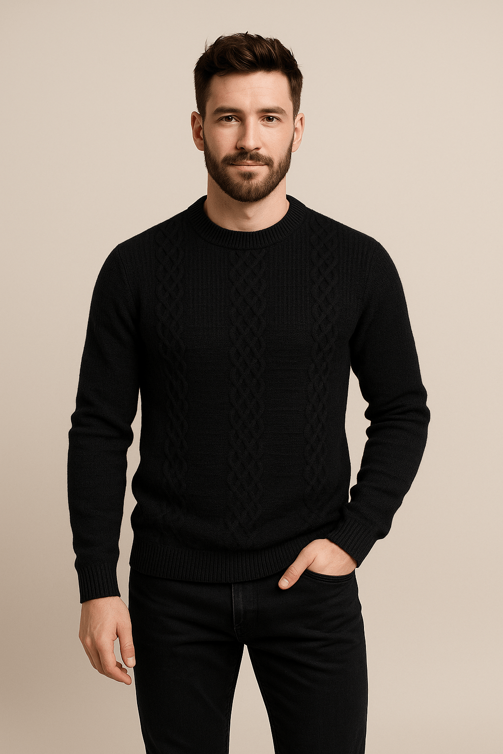 Greyson Dept. | Kian – Men’s Wool Blend Cable-Knit Crew Neck Sweater