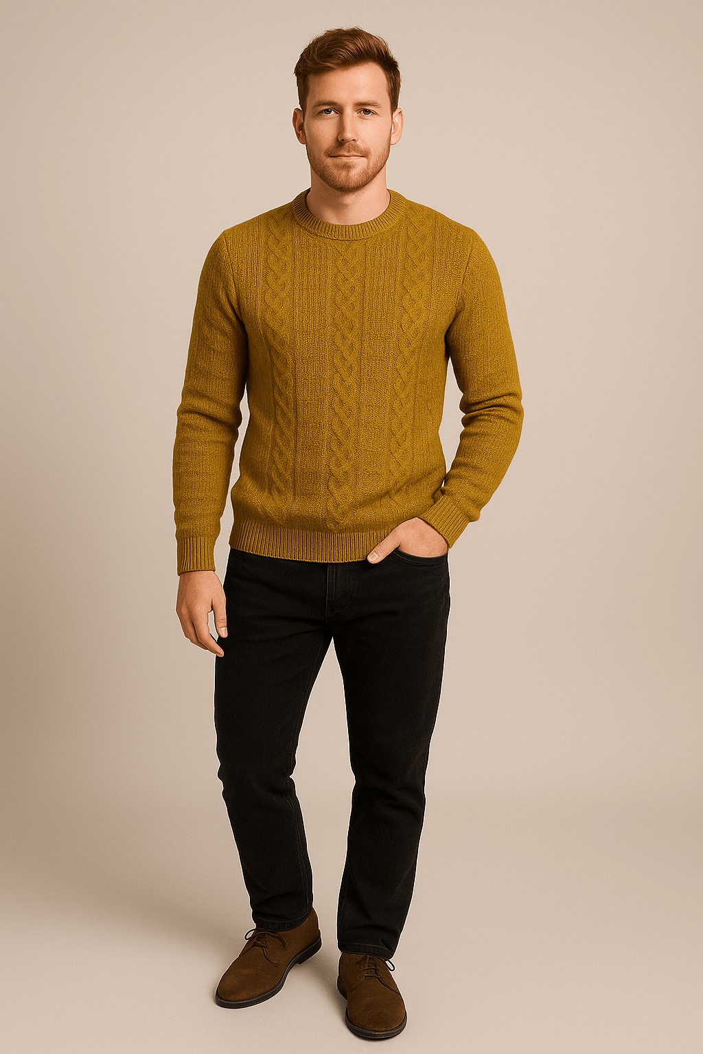 Greyson Dept. | Kian – Men’s Wool Blend Cable-Knit Crew Neck Sweater