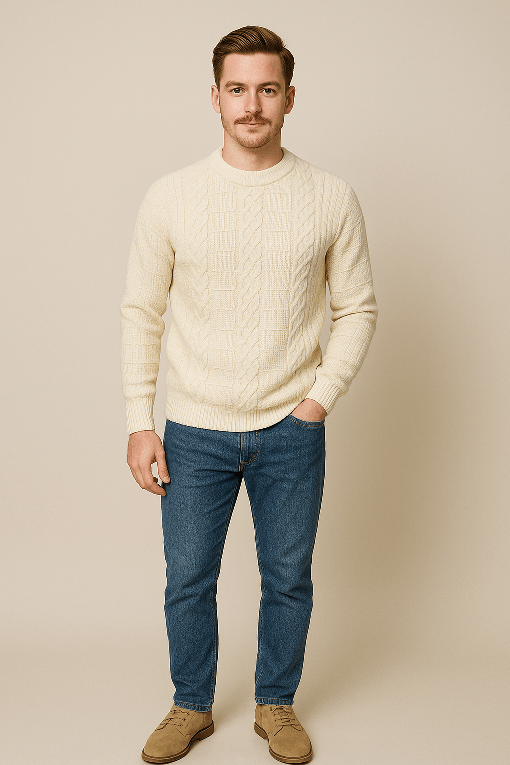 Greyson Dept. | Kian – Men’s Wool Blend Cable-Knit Crew Neck Sweater
