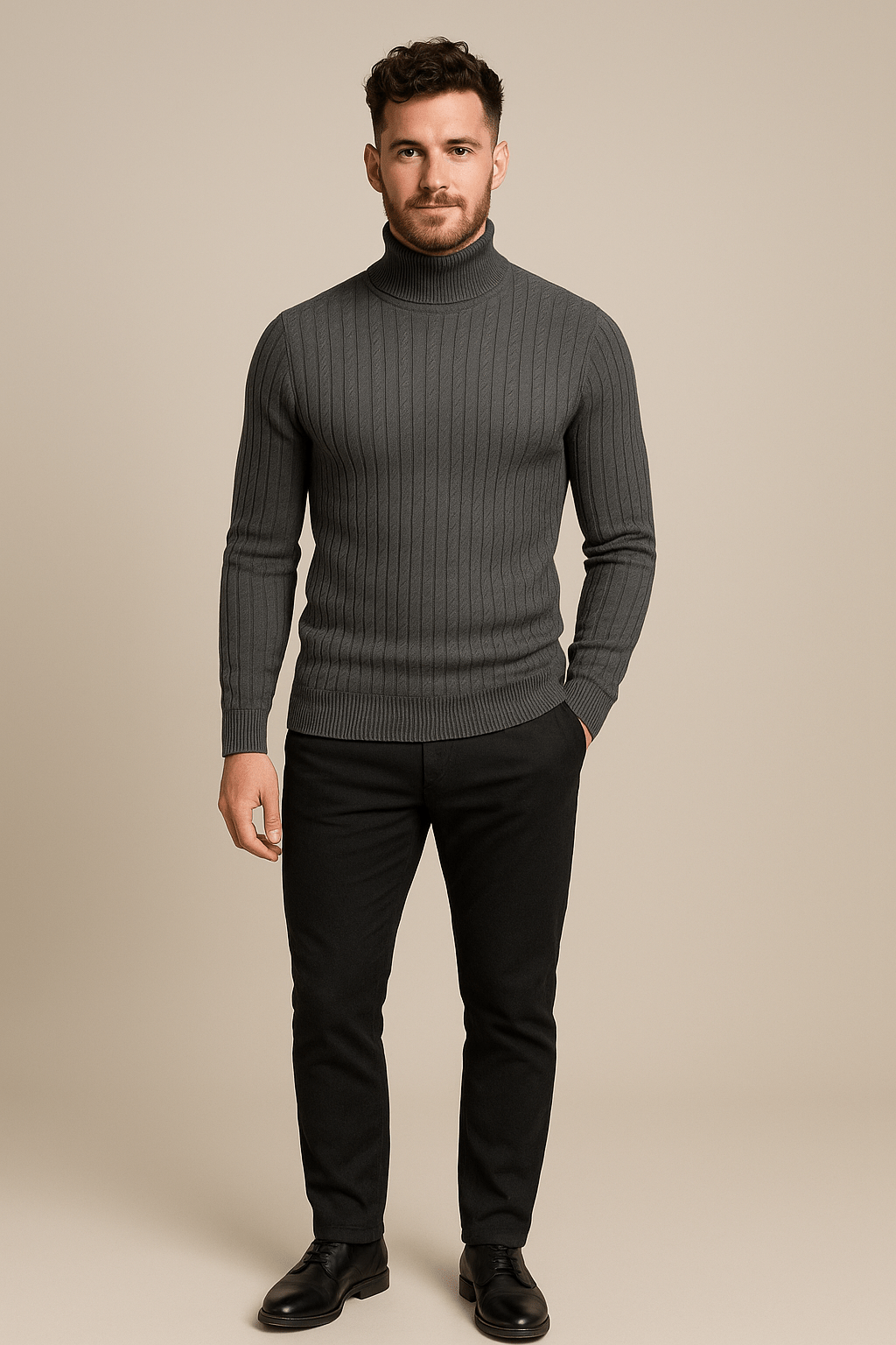 Greyson Dept. | Lasse – Men’s Slim Fit Wool Turtleneck Sweater with Cable Knit Pattern