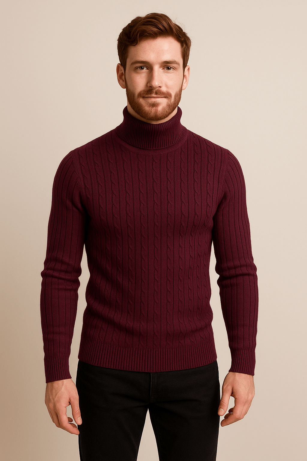 Greyson Dept. | Lasse – Men’s Slim Fit Wool Turtleneck Sweater with Cable Knit Pattern