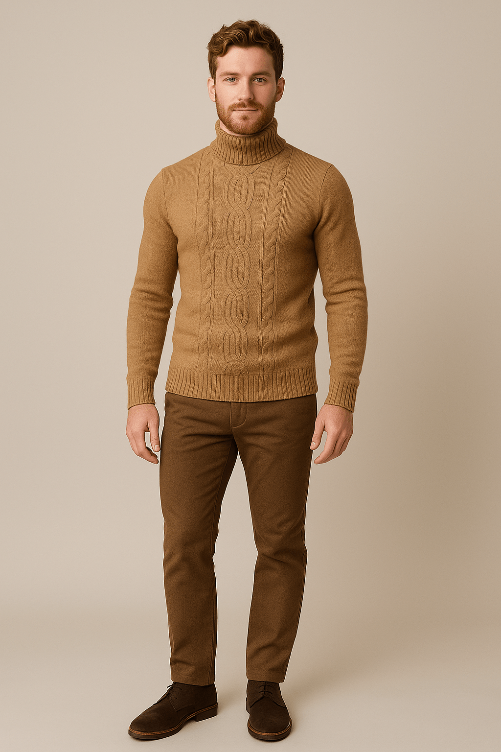 Greyson Dept. | Lawrence – Men’s Cable Knit Turtleneck Sweater with Ribbed Cuffs