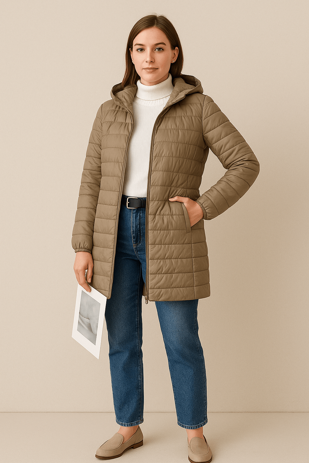Greyson Dept. | Nia – Women’s Quilted Mid-Length Puffer Coat with Plush Lining and Hood
