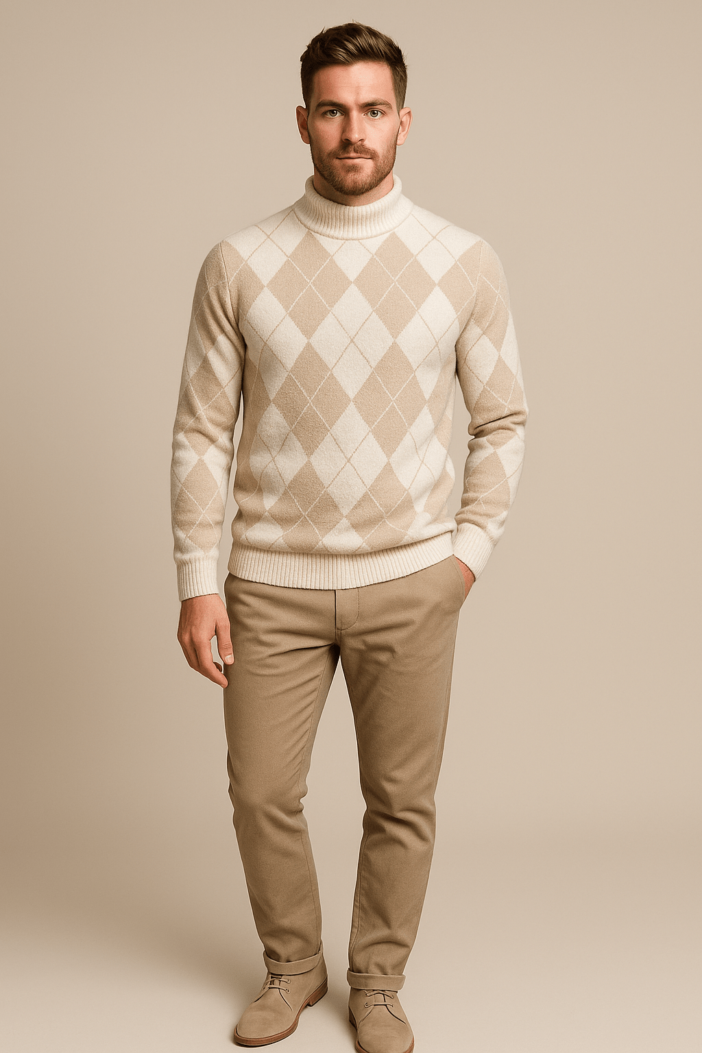 Greyson Dept. | Sindre – Men’s Argyle Crew Neck Knitted Sweater with Classic Diamond Pattern