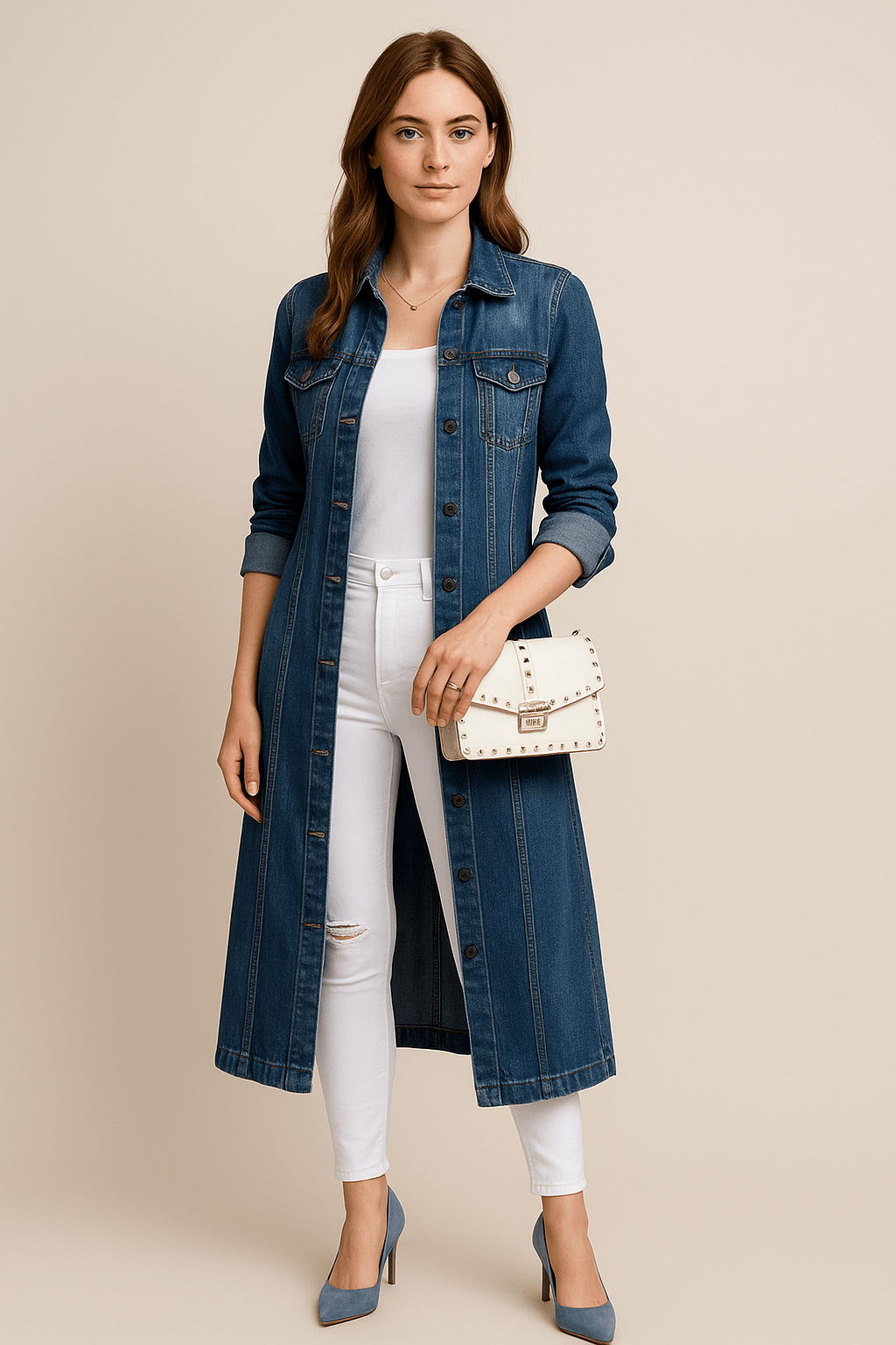 Greyson Dept. | Soraya – Women’s Distressed Denim Trench Coat with Relaxed Fit