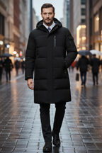 Insulated Water-Resistant Long Jacket with Hood – Greyson Dept.