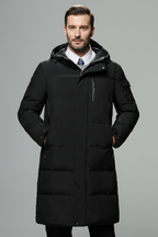 Insulated Water-Resistant Long Jacket with Hood – Greyson Dept.