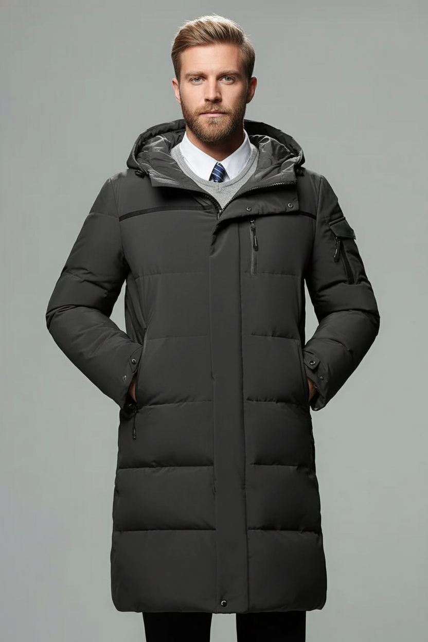 Greyson Dept. | Ewan – Men’s Insulated Water-Resistant Long Jacket with Hood